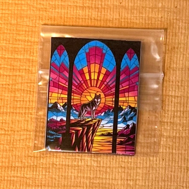Stained Glass Wolf Magnet