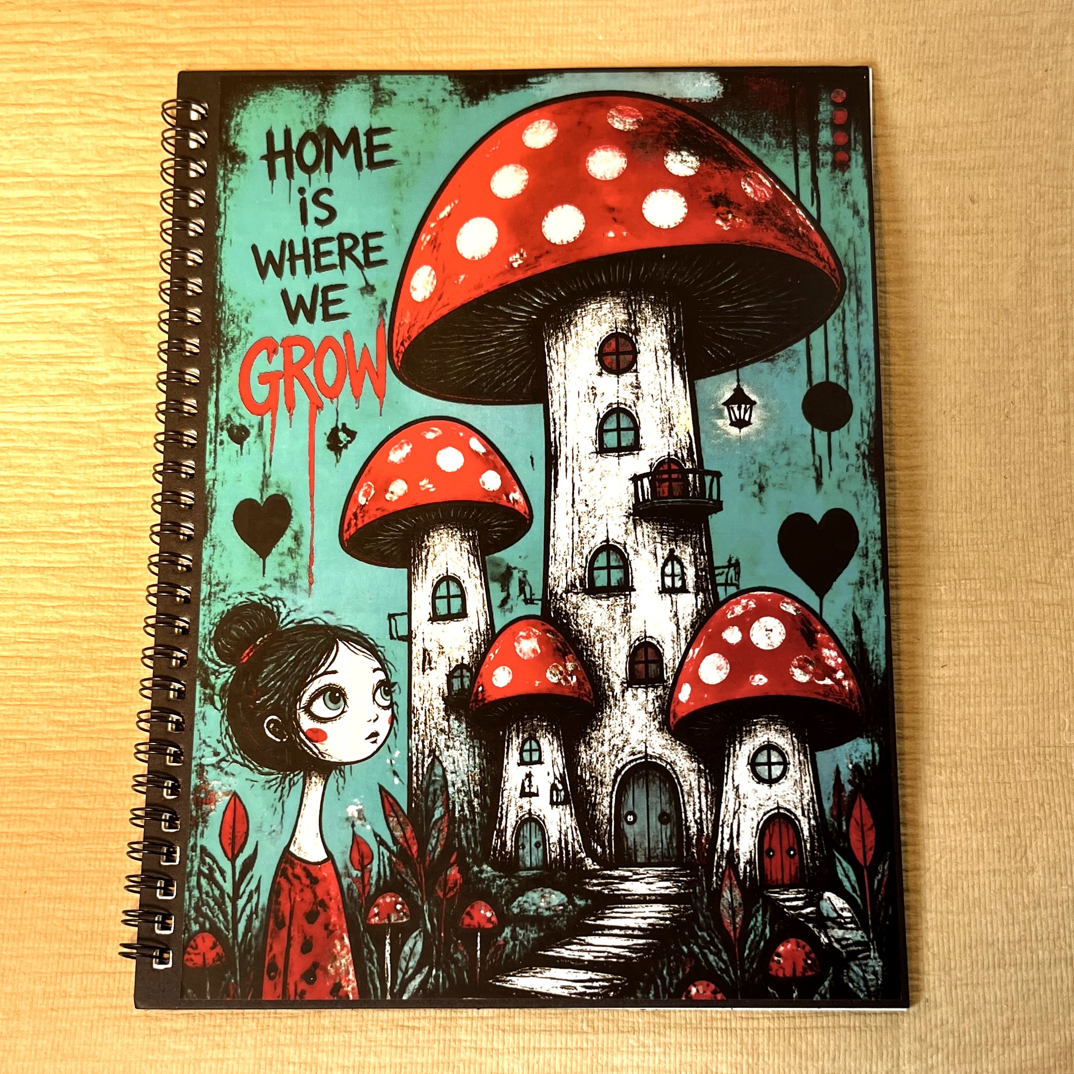 Mushroom Town Large Notebook